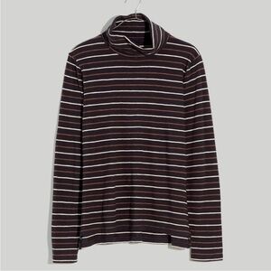 Madewell Whisper Cotton Turtleneck in Tessie Stripe, Medium